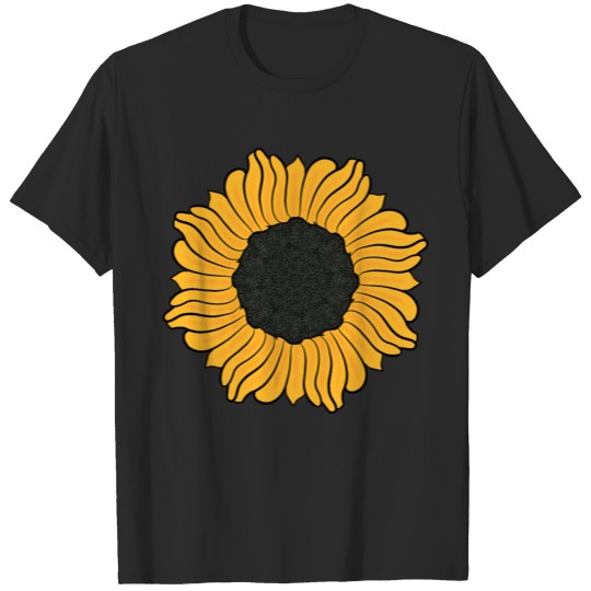 Gold sunflower illustration with green center T-shirt