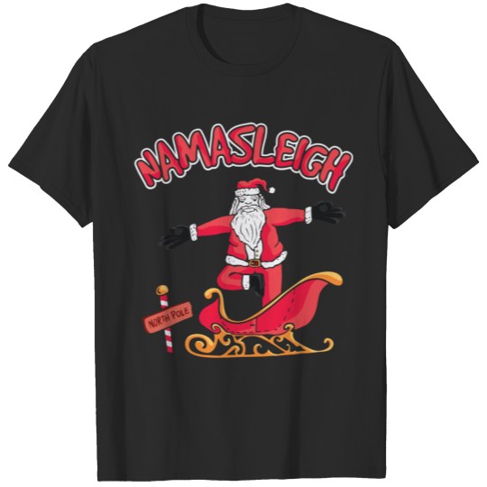 Namasleigh Santa Claus Funny Yoga Meditation Xmas T-shirt