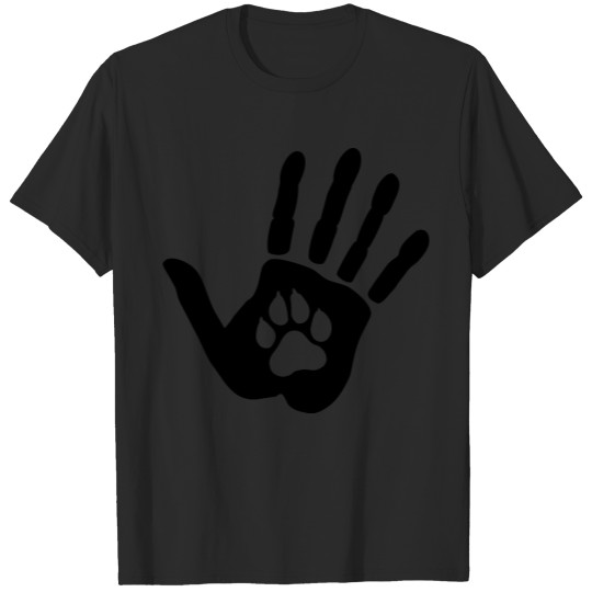 Hand and dog paw, 1 color T-shirt