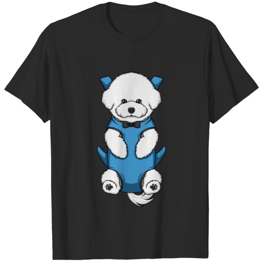 Puppy Bichon Frise Male Blue Carrier  Men T-shirt