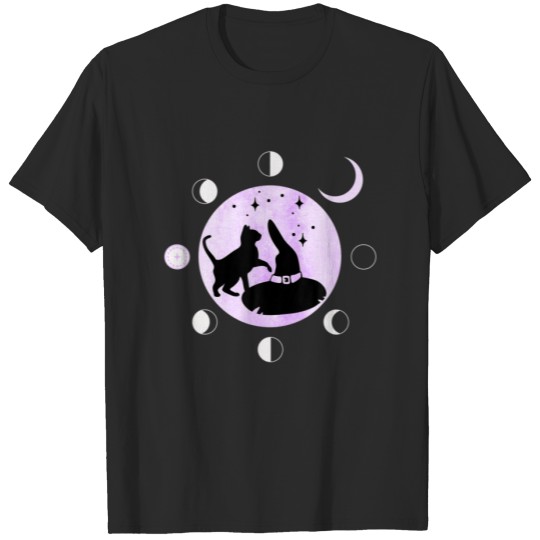 Cat Moon Phases T For Women Black Cat Moon ,Witch T-shirt