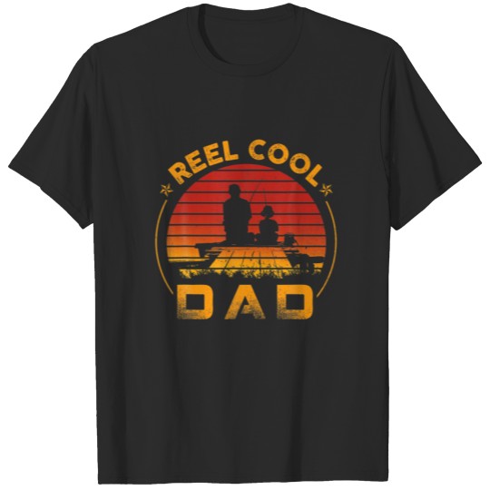 Mens Retro Reel Cool Dad Fishing Dad Funny Father' T-shirt