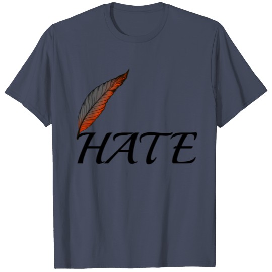 Hate with feather grey orange T-shirt