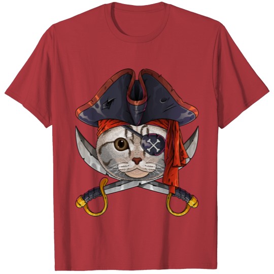 Pirate Scottish Fold Jolly Roger Halloween Costume T-shirt