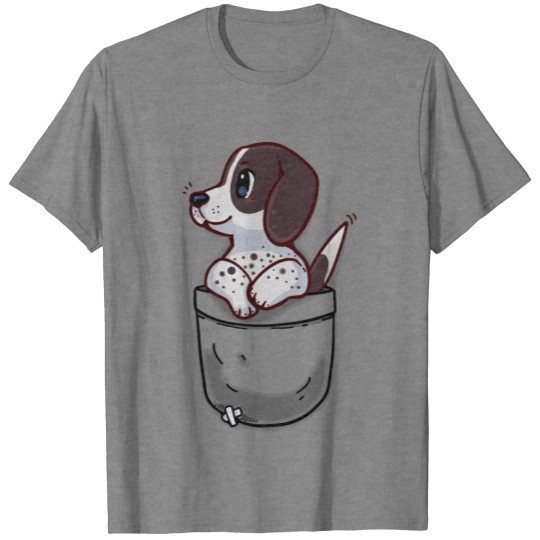 Pocket Cute Pointer Puppy Dog T-shirt