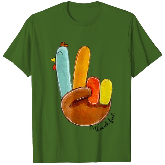 Funny Thanksgiving Peace Sign Turkey Thankful For Lovers T-Shirt