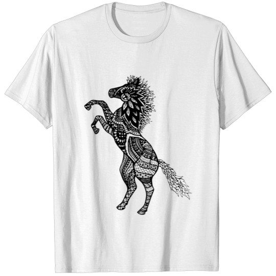 Rearing Horse Zentangle (abstract doodle) T-shirt