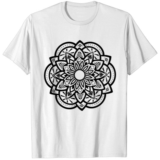 Ornamental Lotus Mandala Black T-shirt