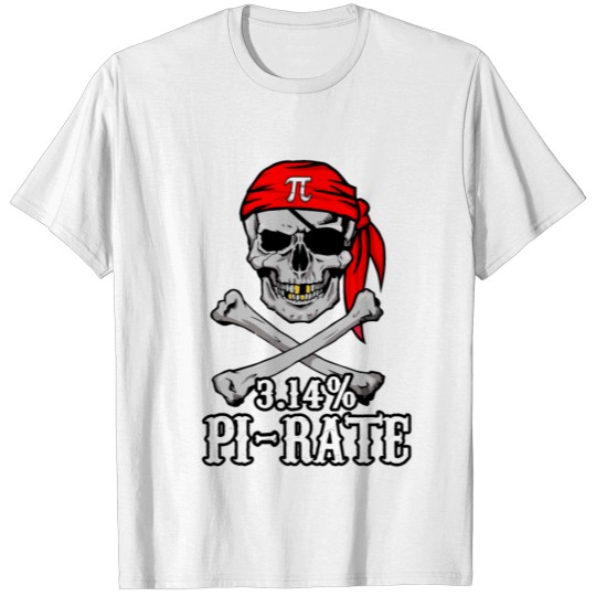 Pi Pirate 3.14% Pun Skull and Bones T-shirt