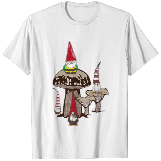 Dwarves in the forest sit on mushrooms T-shirt