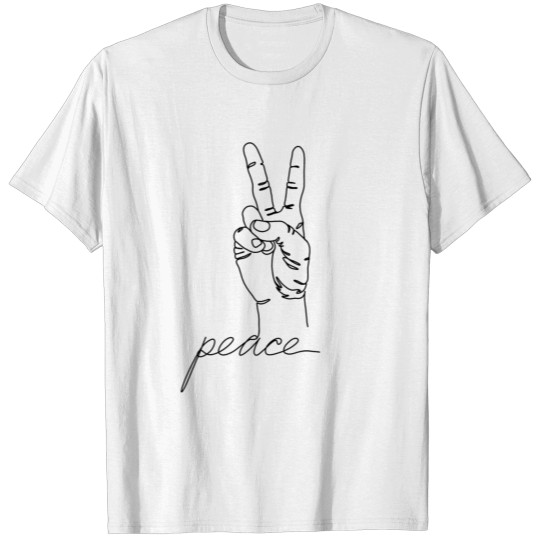 Peace gesture in black T-shirt