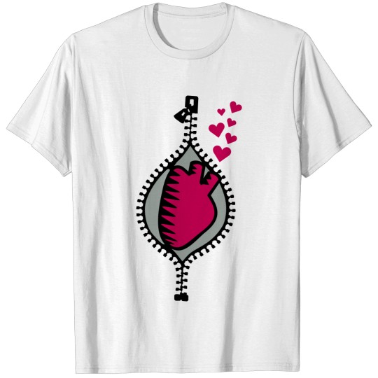 heart behind zipper (3c) T-shirt