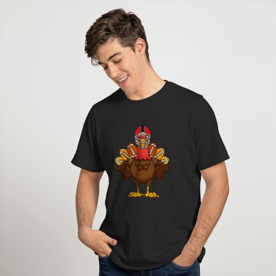 Cool Thanksgiving Football Gobble Player Turkey Gift T-Shirt