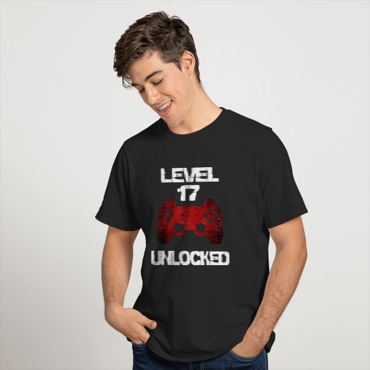 Level 17 Unlocked Boys 17th Birthday 17 Year Old Gamer T-Shirt