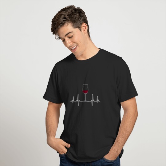 Wine glass wine heartbeat for wine drinkers T-shirt