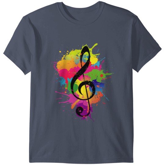 Treble Clef Colorful Paint Splatters Music Theory T-shirt