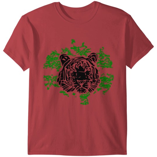 tiger jungle black green T-shirt