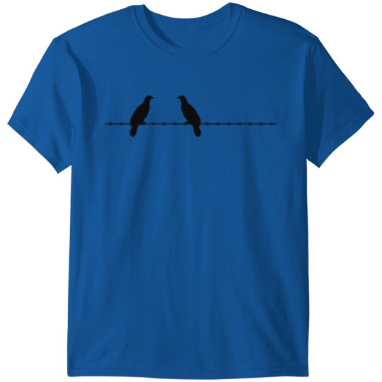 2 birds pigeons razors barbed wire security barrie T-shirt