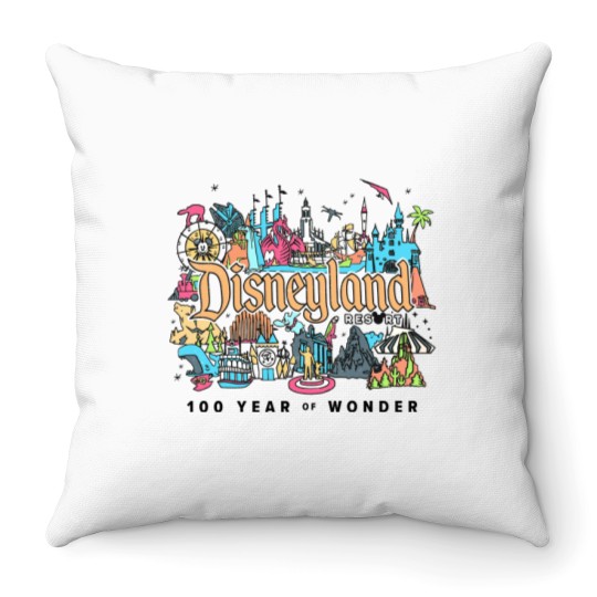 Retro Disneyland Resort Comfort Color Throw Pillows | Vintage Disneyland Parks Throw Pillows