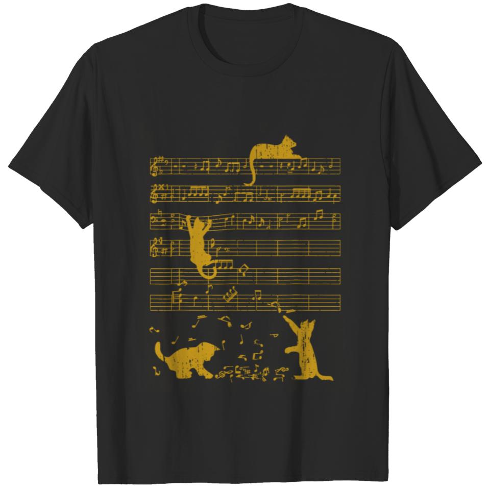Cute Kittens Yellow Musician T-shirt