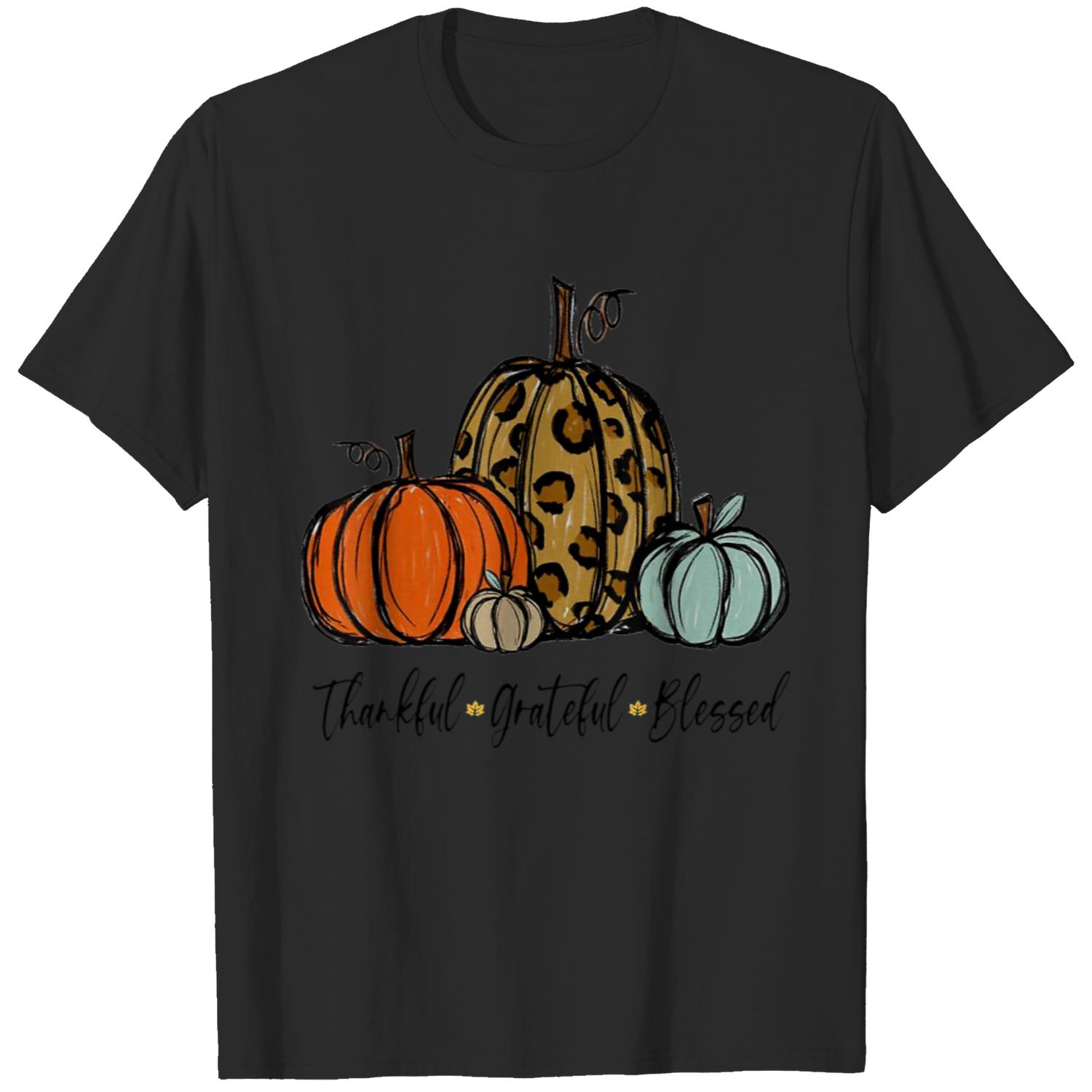 Thankful Grateful Blessed Pumpkin Thanksgiving Day Gift T-Shirt