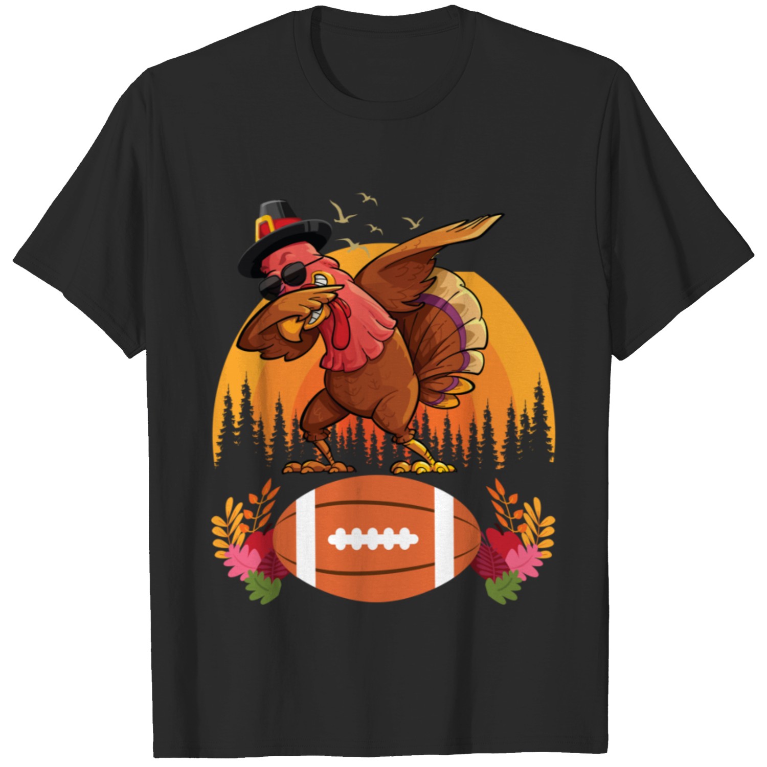 Thanksgiving Football Lover Dabbing Turkey T-Shirt