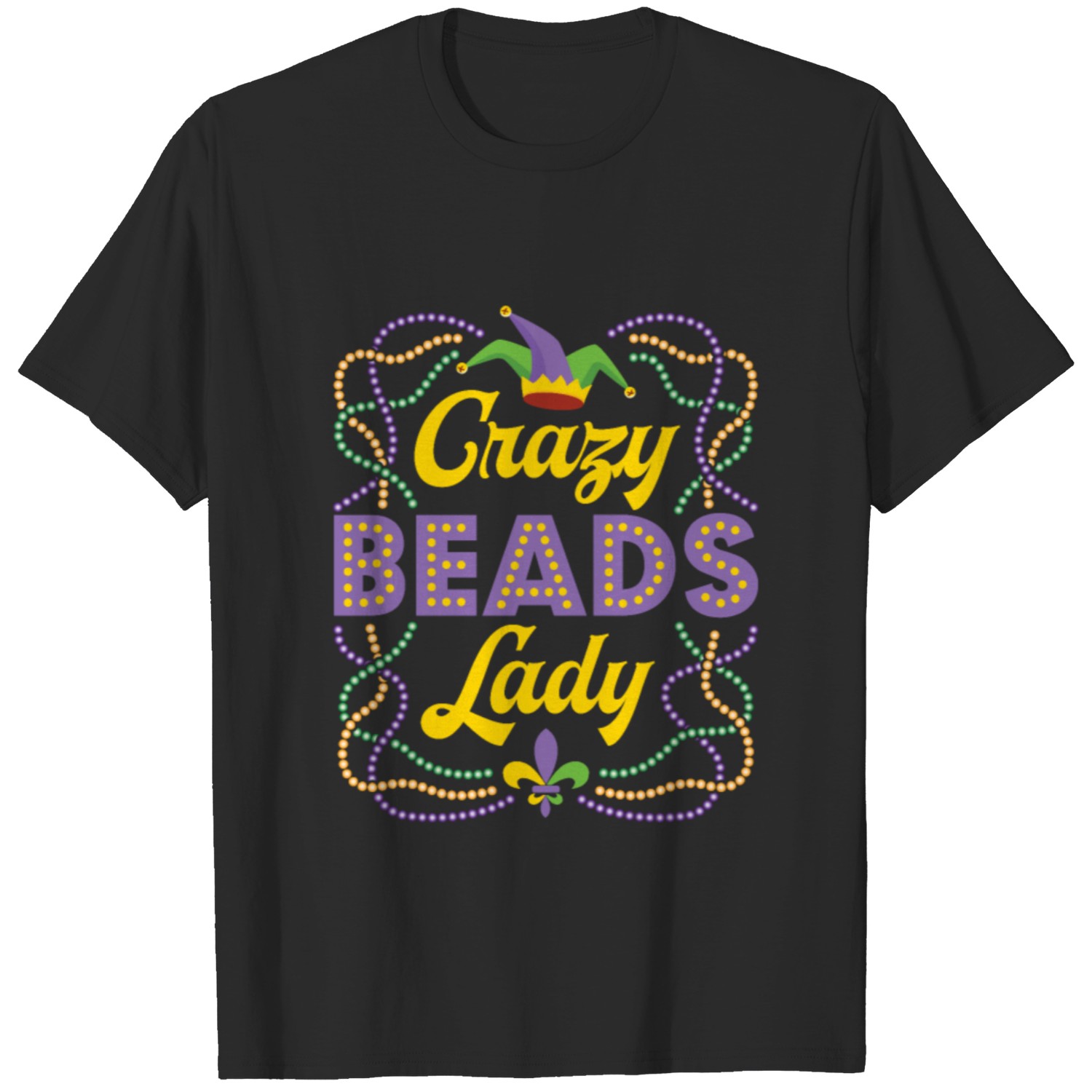 Crazy Beads Lady Mardi Gras Bead Lover T-shirt