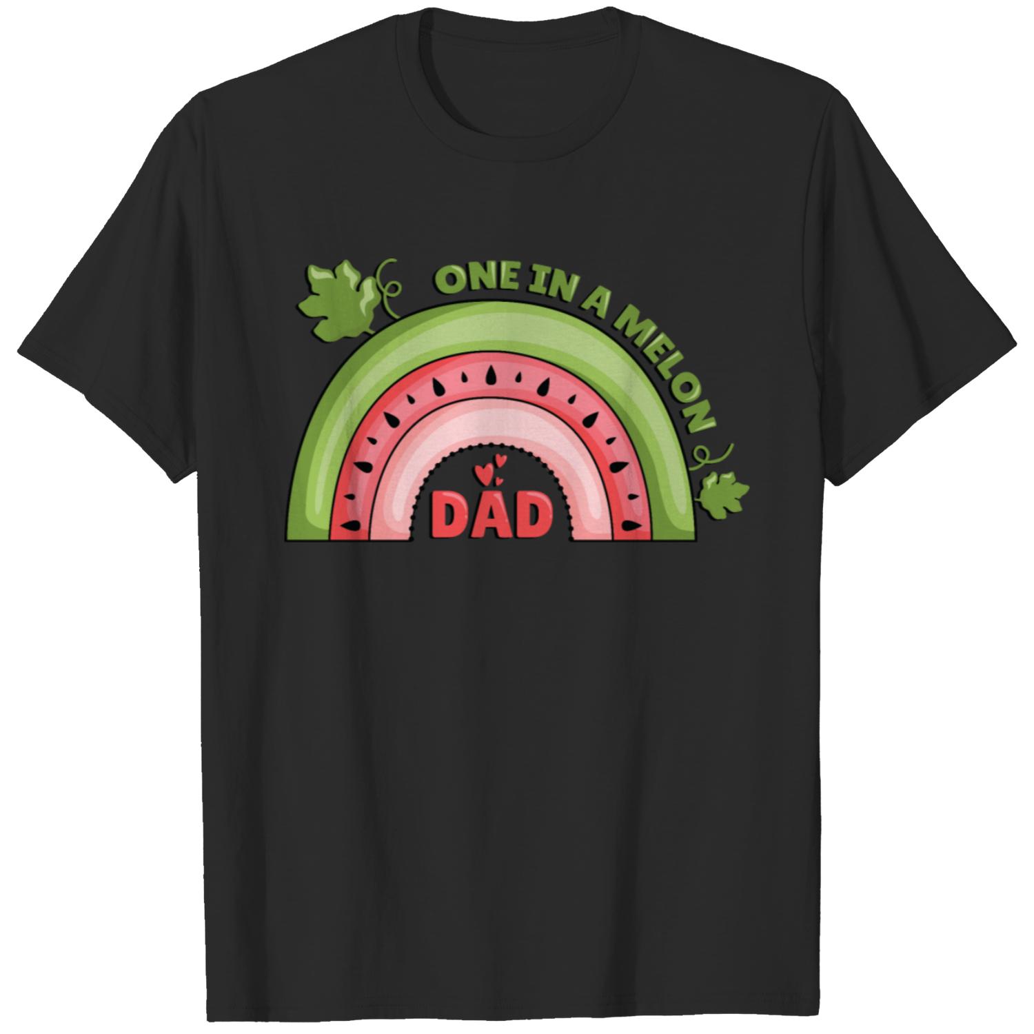 One In A Melon Dad Fathers Day Watermelon Rainbow T-shirt