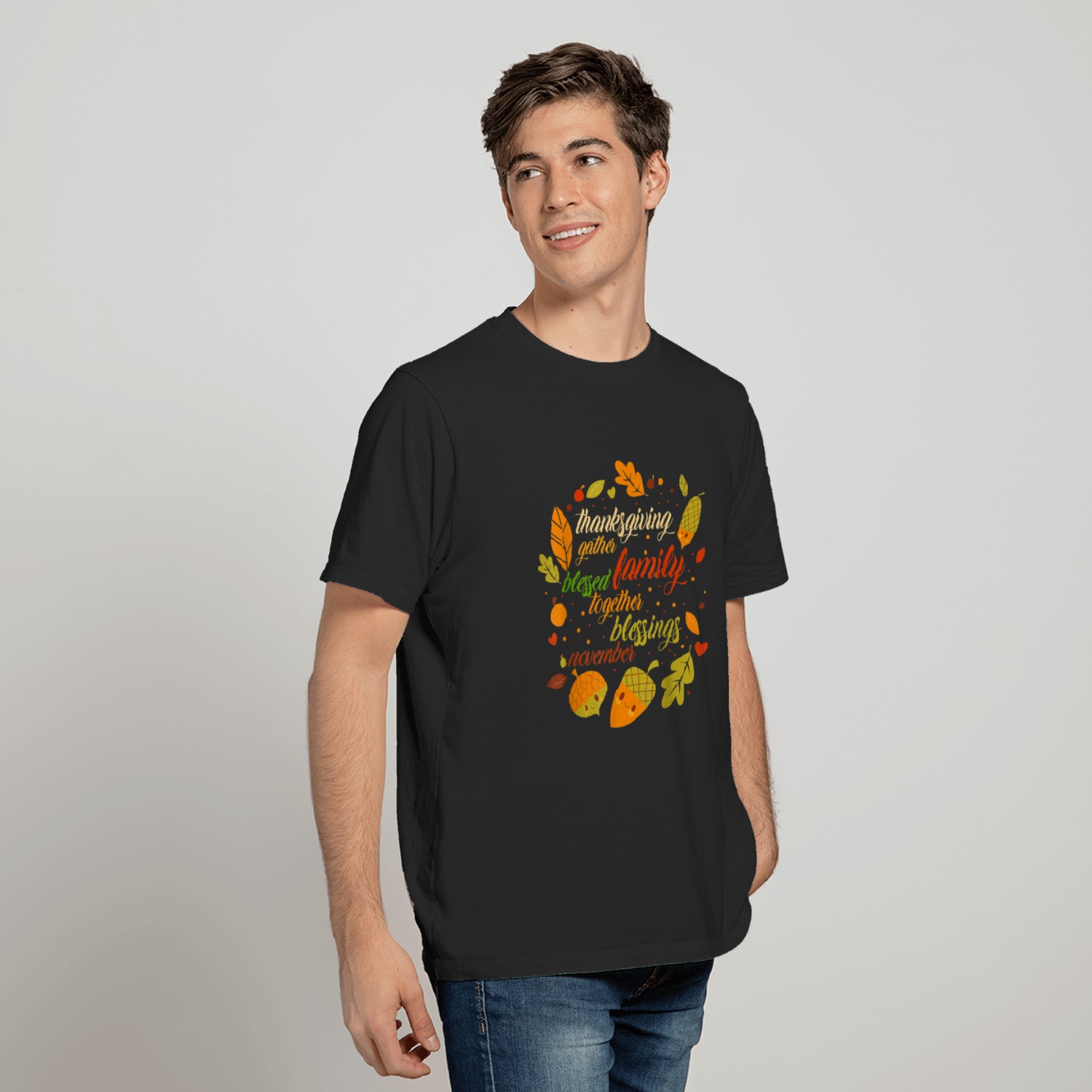 Thanksgiving Day Holiday Turkey Day Blessed Thankful T-Shirt